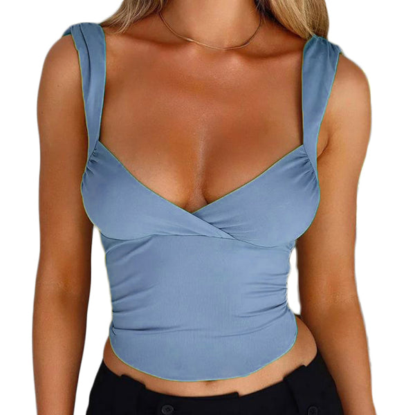 ✨ Chic Cross V-Neck Backless Lace-Up Top – Sexy & Stylish for Spring Summer ✨