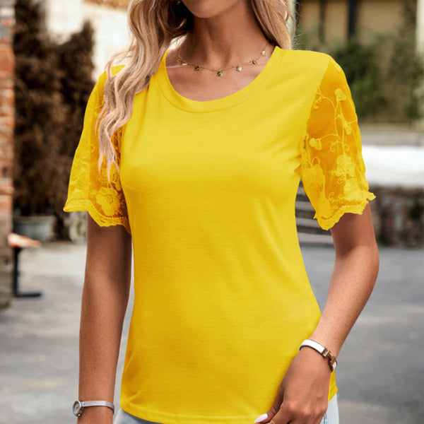 🛍️ Chic Lace Short-Sleeve T-Shirt – Stylish, Comfy & Perfect for Summer ☀️