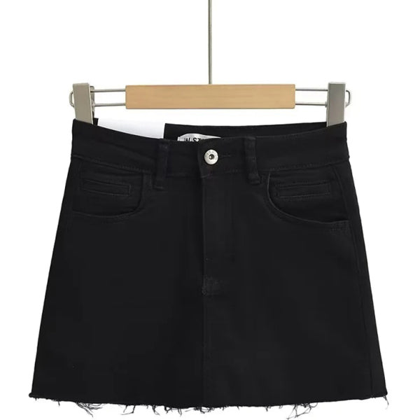 β¨ High-Waist A-Line Denim Skirt β Chic, Slim-Fit & Flirty Raw Edge Style β¨
