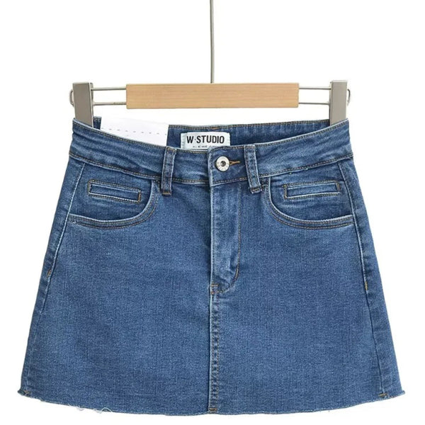 β¨ High-Waist A-Line Denim Skirt β Chic, Slim-Fit & Flirty Raw Edge Style β¨