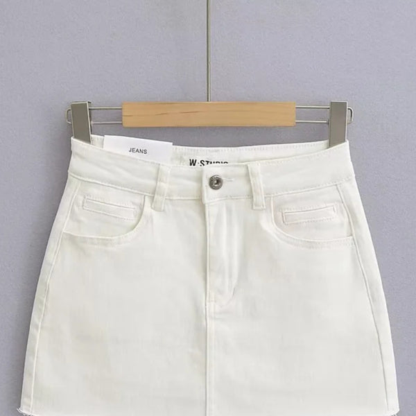 β¨ High-Waist A-Line Denim Skirt β Chic, Slim-Fit & Flirty Raw Edge Style β¨