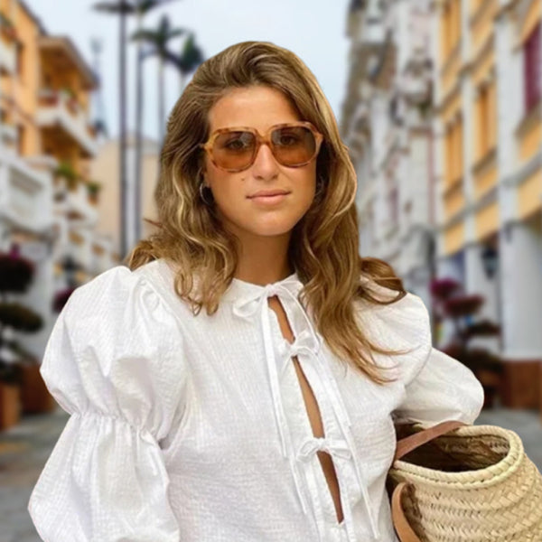 ✨ Chic Puff Sleeve Tie Waist Blouse – Cute & Stylish Round Neck Top for Any Occasion ✨