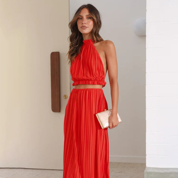 ποΈ Chic & Sexy Halter Neck Backless Skirt Set β Trendy 2-Piece Outfit for Any Occasion β¨