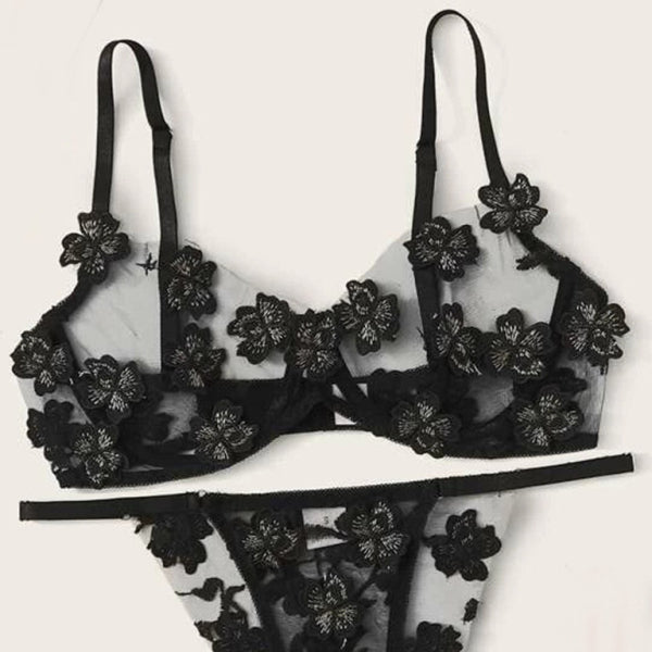π Flirty & Sweet Mesh Embroidered Floral Lingerie Set β Sexy & Chic π