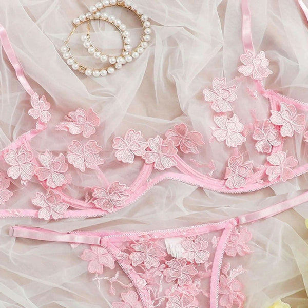 π Flirty & Sweet Mesh Embroidered Floral Lingerie Set β Sexy & Chic π