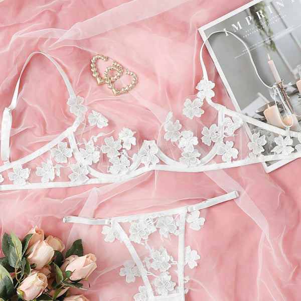 π Flirty & Sweet Mesh Embroidered Floral Lingerie Set β Sexy & Chic π