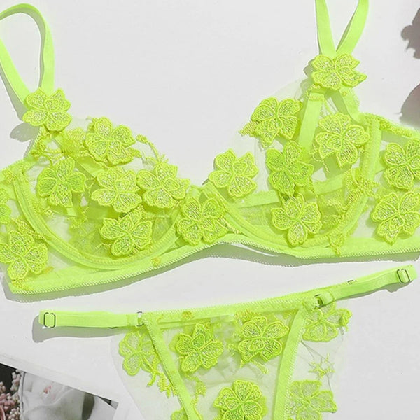 π Flirty & Sweet Mesh Embroidered Floral Lingerie Set β Sexy & Chic π