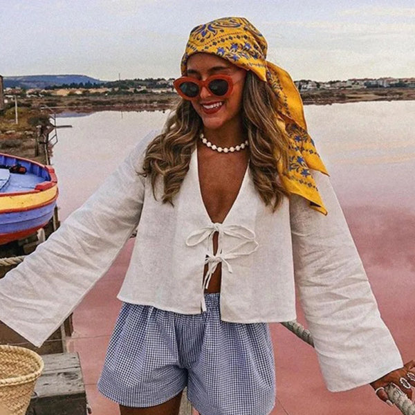 Chic Bell Sleeve V-Neck Top – Trendy & Stylish for Any Occasion