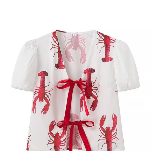 β¨ Trendy Two-Piece Printed Set Lace-Up Short Sleeve Top and Pants β Chic & Comfy Outfit β¨