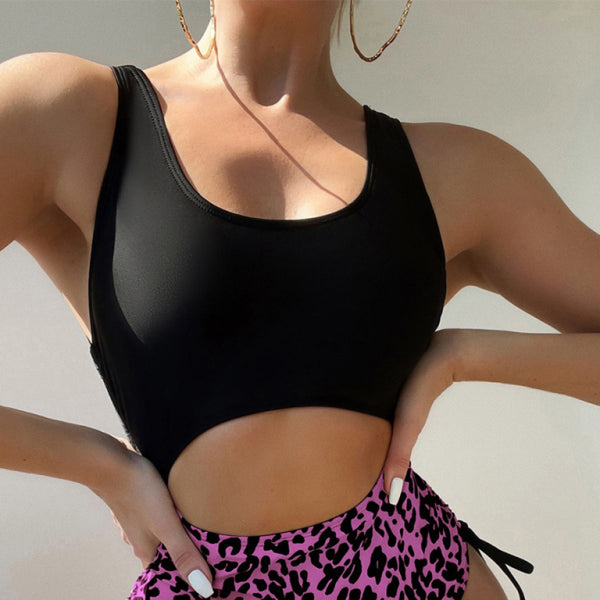 π€ Leopard Print U-Shaped One-Piece Swimsuit Sexy Strappy Swimwear for Summer π€