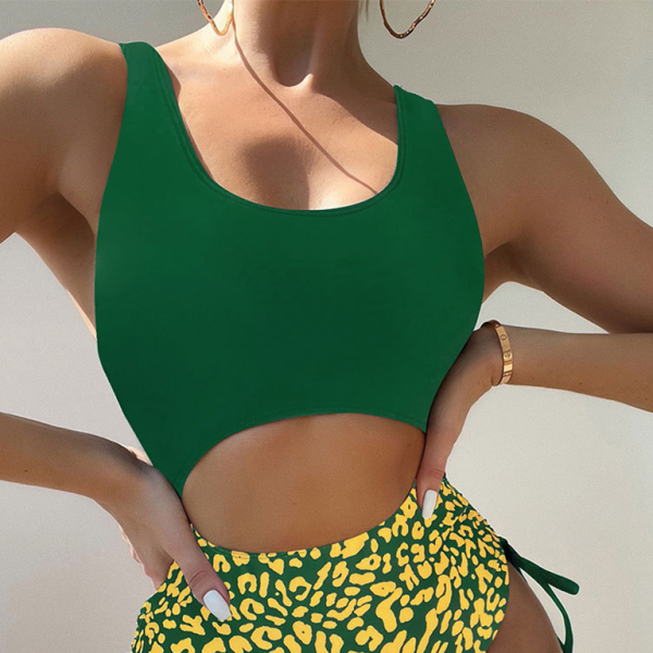 π€ Leopard Print U-Shaped One-Piece Swimsuit Sexy Strappy Swimwear for Summer π€