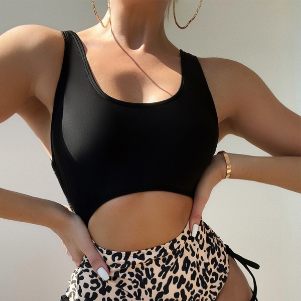 π€ Leopard Print U-Shaped One-Piece Swimsuit Sexy Strappy Swimwear for Summer π€