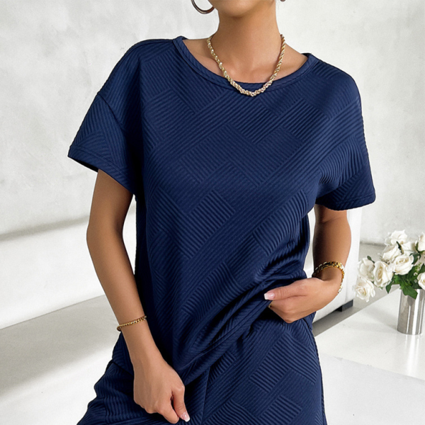 ✨ Chic Knitted Two-Piece Set – Casual Crew Neck Top & Shorts for Summer Vibes ✨