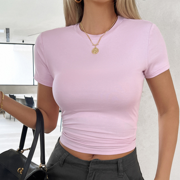 🛍️ Chic Solid Crop Top Slim Fit Short Sleeve T-Shirt for Women – Trendy & Stylish Must-Have 🌟