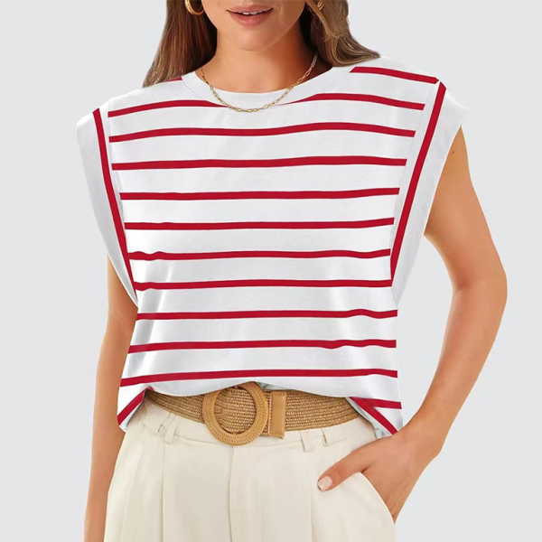 🖤 Striped Round Neck T-Shirt Loose Fit Casual Summer Top 🖤