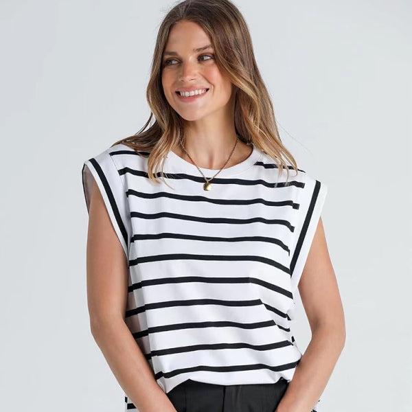 🖤 Striped Round Neck T-Shirt Loose Fit Casual Summer Top 🖤