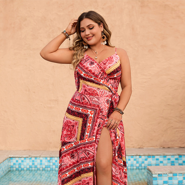 ποΈ Plus Size Holiday Sexy Print Dress β Trendy & Flattering Summer Look βοΈ