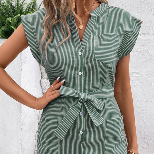π€ Chic Pinstripe Short Sleeve Jumpsuit β Effortless Style for Spring & Summer βοΈ