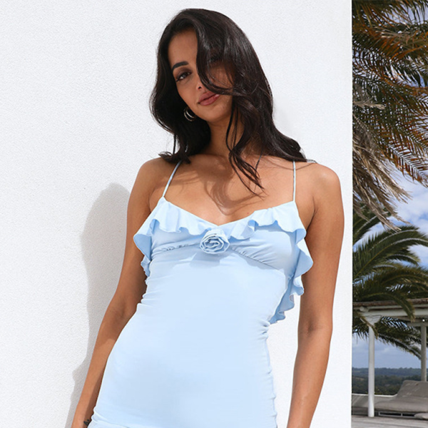 🔥 Chic Suspender V-Neck Mini Dress Sexy High Waist Bodycon Party Outfit 🔥