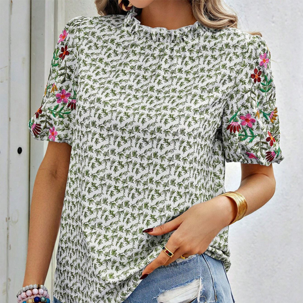 🛍️ Chic Colorblock High Neck Top – Embroidered & Buckled Perfection ✨