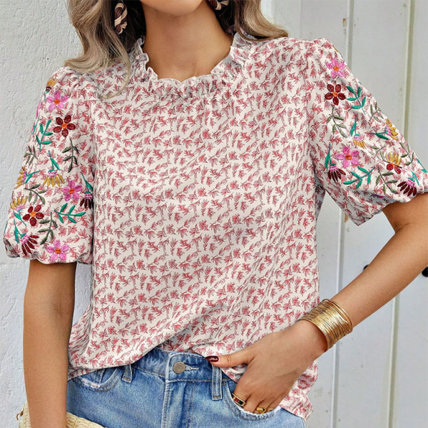 🛍️ Chic Colorblock High Neck Top – Embroidered & Buckled Perfection ✨