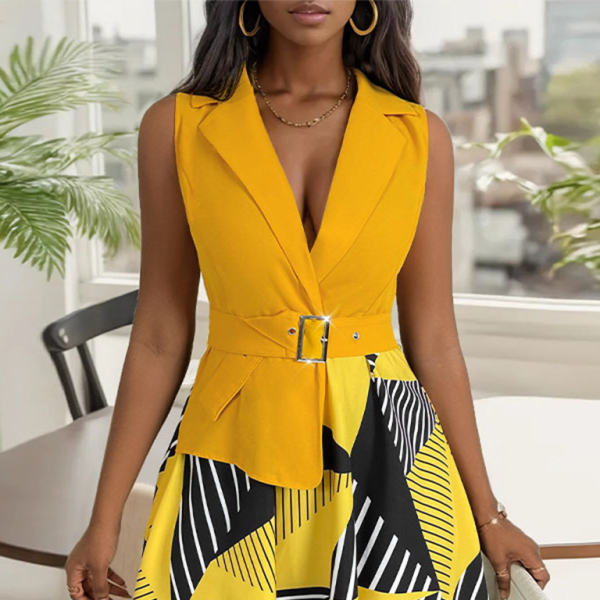 β¨ Chic Geometric Print Sleeveless Dress β Stylish & Flattering for Any Occasion β¨