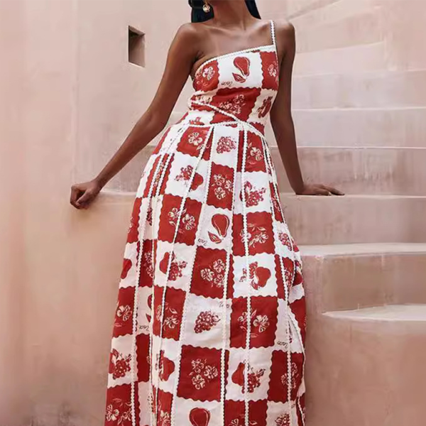 ✨ Chic One-Shoulder Printed Dress – Perfect for Vacations & Brunch ✨