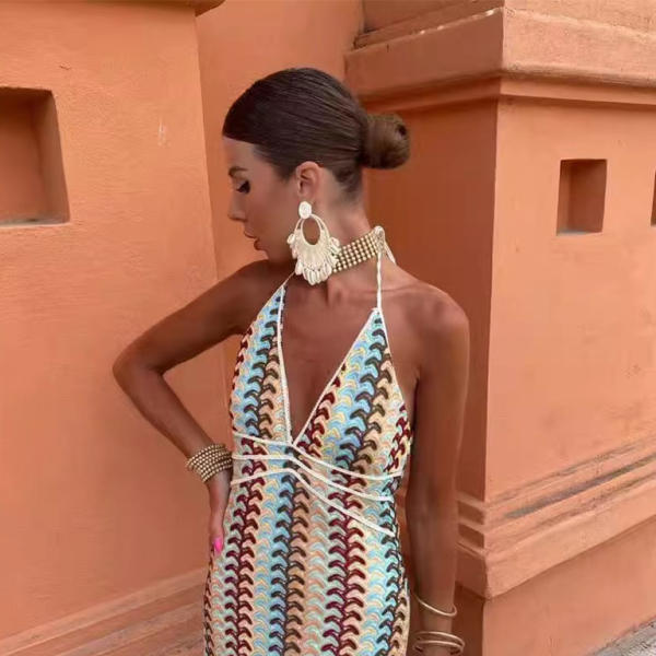 🌸 Crochet Flower Suspender Dress – Chic & Flirty Vacation Outfit 🌸