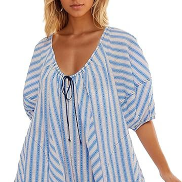 π€ Striped Short-Sleeve Jumpsuit β Chic, Comfy & Slimming V-Neck Romper π€