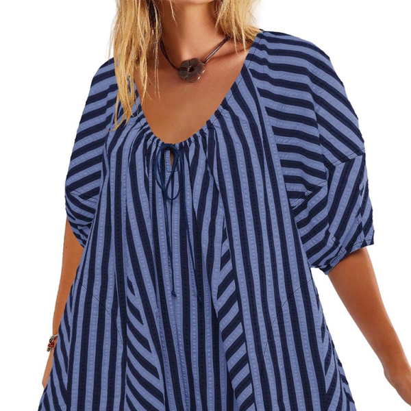 π€ Striped Short-Sleeve Jumpsuit β Chic, Comfy & Slimming V-Neck Romper π€