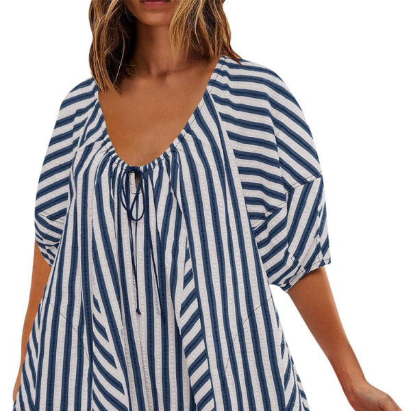 π€ Striped Short-Sleeve Jumpsuit β Chic, Comfy & Slimming V-Neck Romper π€