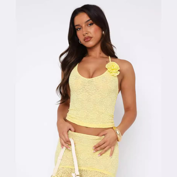 β¨ Lace Splicing Two-Piece Set β Sexy Slim Fit Crop Top & Skirt for a Chic Look β¨