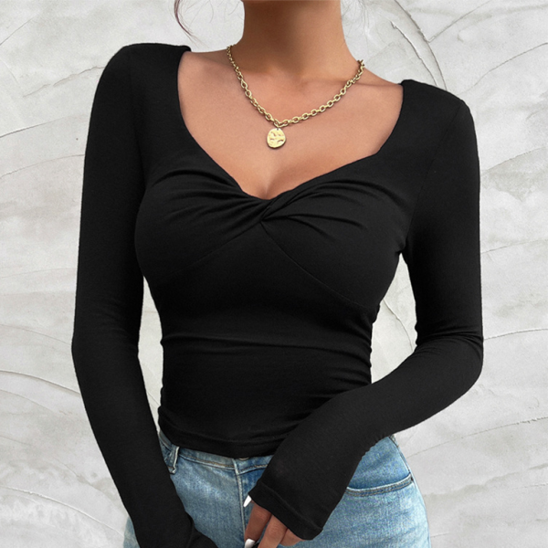 π§‘ Chic Y2K Long Sleeve V-Neck Top β Slim Fit Knit for Fall & Winter βοΈ