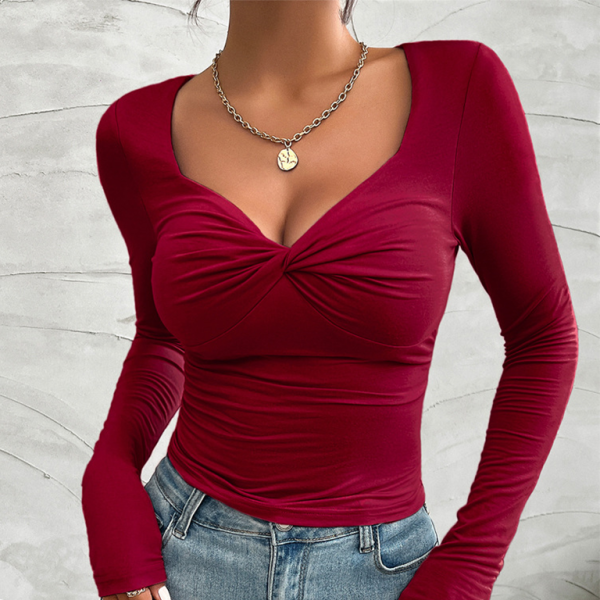 π§‘ Chic Y2K Long Sleeve V-Neck Top β Slim Fit Knit for Fall & Winter βοΈ