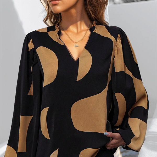 π€ Chic Geometric Print Long Sleeve Shirt β Trendy & Stylish for Fall π