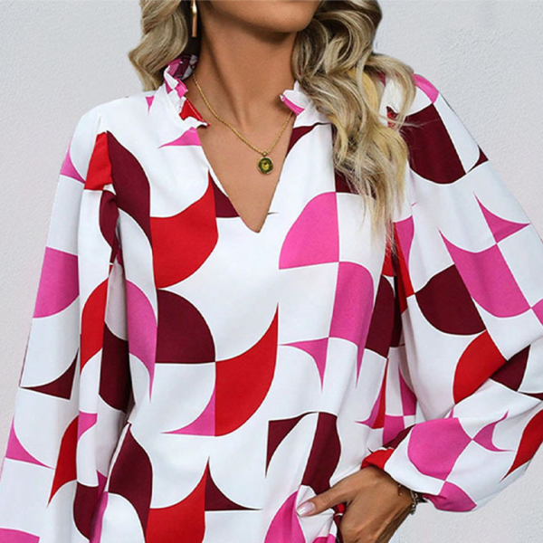 π€ Chic Geometric Print Long Sleeve Shirt β Trendy & Stylish for Fall π