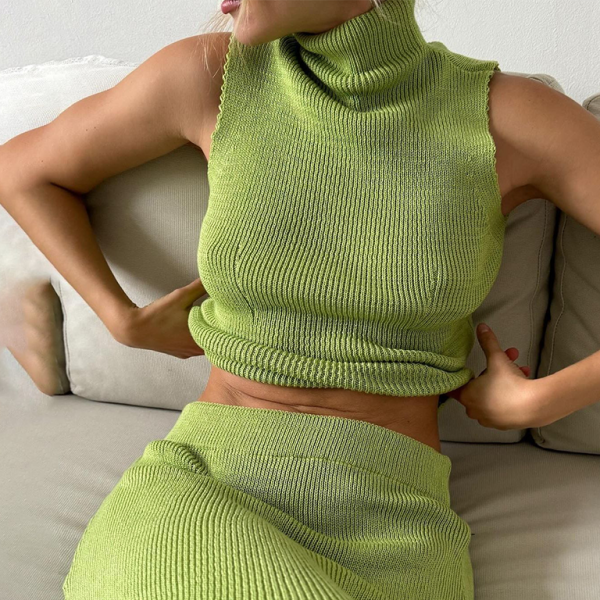 🔥 Chic Turtleneck Sleeveless Skirt Set – Cozy & Stylish 2-Piece for Fall Winter 🍂