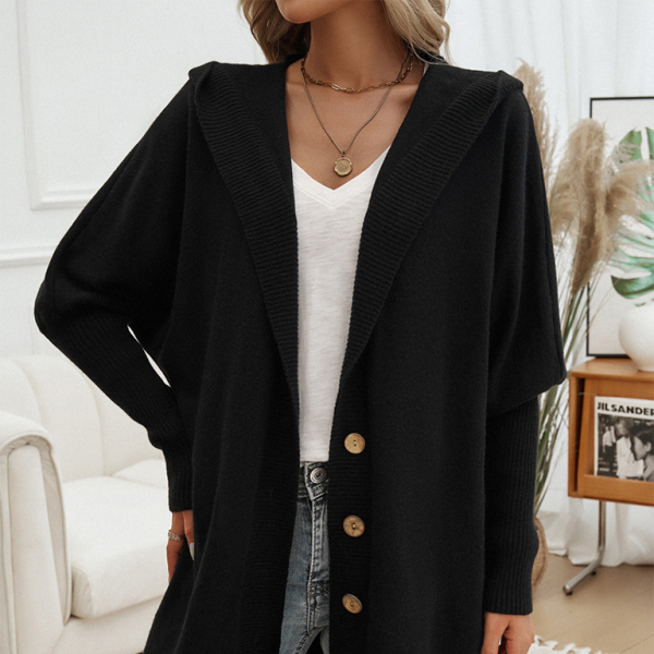 π§₯ Cozy Chic Hooded Knit Cardigan β Button-Down Sweater Jacket for Fall π