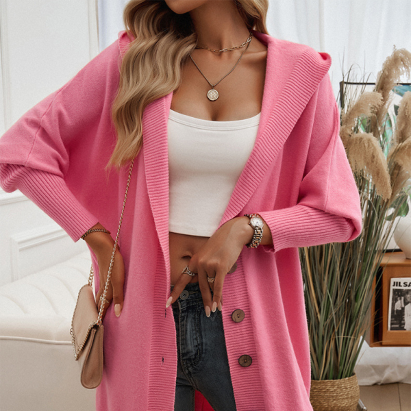 π§₯ Cozy Chic Hooded Knit Cardigan β Button-Down Sweater Jacket for Fall π