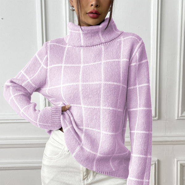 🖤 Cozy Chic Plaid Turtleneck Sweater – Stylish & Warm for Fall Winter ❄️