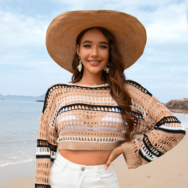 π₯ Chic Striped Knit Beach Cover-Up β Sexy & Stylish Bikini Layer π