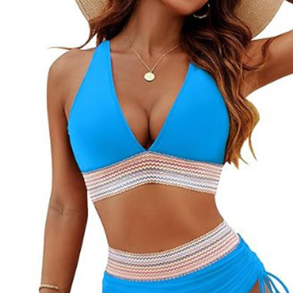 π€ High Waist Leopard Print Bikini Set V Neck Tie Two Piece Swimsuit π€