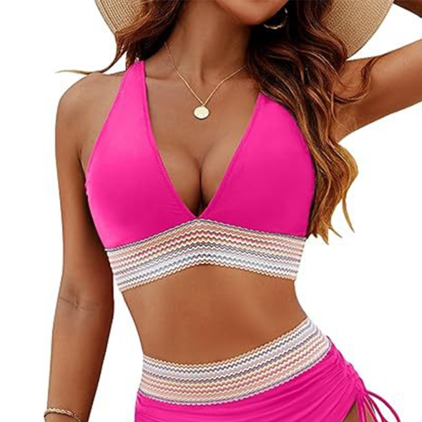 π€ High Waist Leopard Print Bikini Set V Neck Tie Two Piece Swimsuit π€