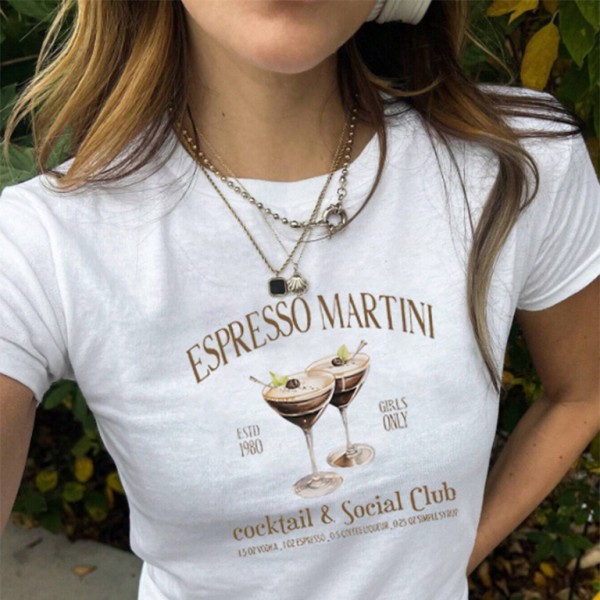 🍷 Chic Personalized Wine Glass Print Baby Tee Cropped Short Sleeve Top 💖