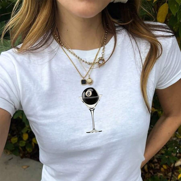 🍷 Chic Personalized Wine Glass Print Baby Tee Cropped Short Sleeve Top 💖