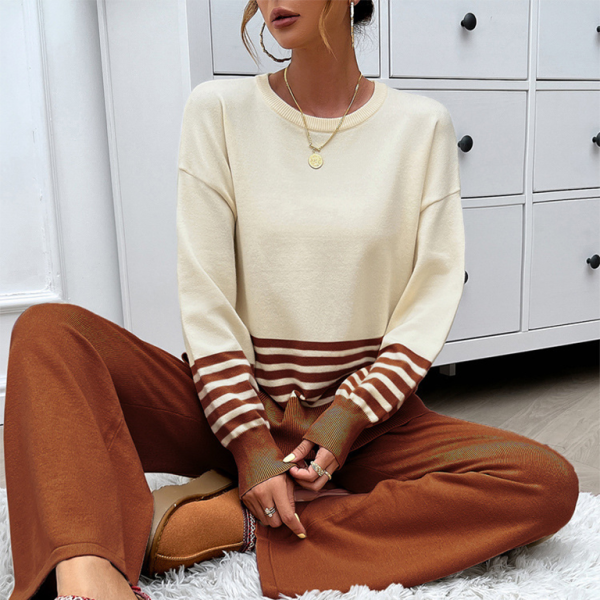 β¨ Cozy Chic Striped Sweater & Pants Set β Trendy Two-Piece Outfit for All Seasons β¨