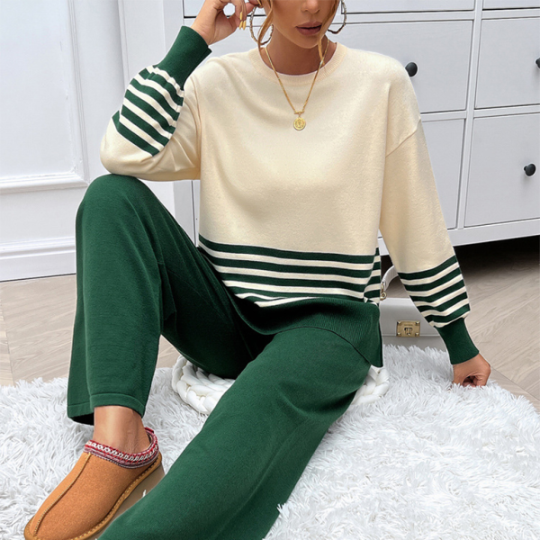 β¨ Cozy Chic Striped Sweater & Pants Set β Trendy Two-Piece Outfit for All Seasons β¨