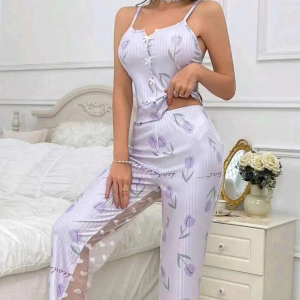 π Chic Color Block Mesh Pajama Set β Sexy & Comfy Lounge Wear β¨