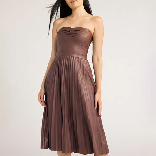 🖤 Chic Tube Top Pleated Leather Dress – Stylish & Trendy Must-Have 🤍