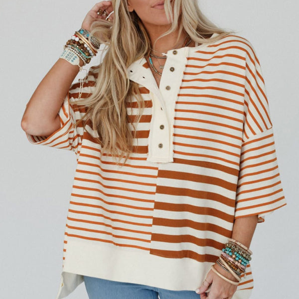 π€ Oversized Striped Patchwork Top β Chic, Comfy & Trendy Must-Have π€